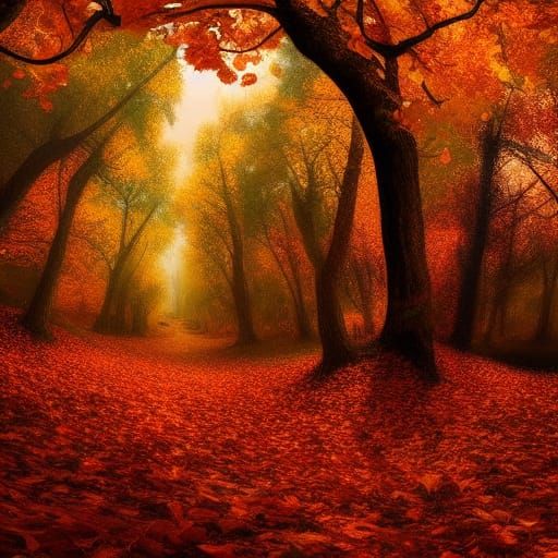 Epic Fall Leaves Digital Matte Painting