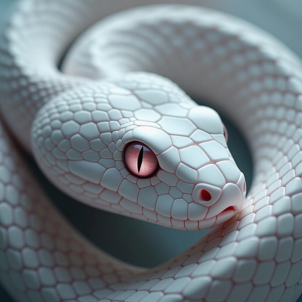 Surreal Snake Eye Close-Up with Floral Patterns