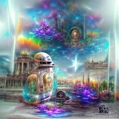 Star Wars Droid in Naboo: Astral Holographic Illustration