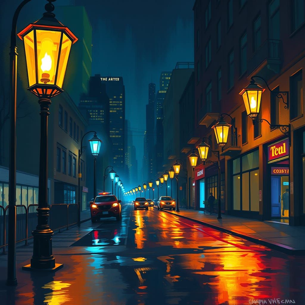 City at Night: Lanterns Glow with Souls