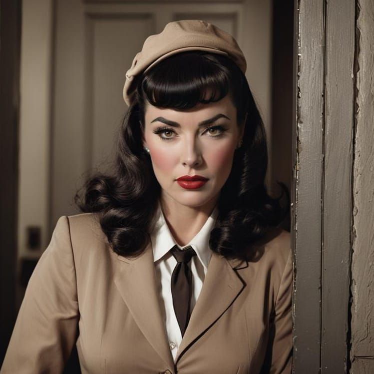 Bettie Page in Film Noir Photograph