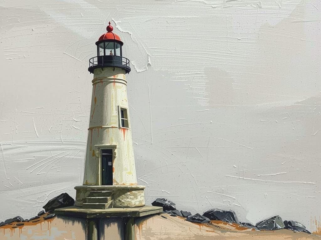 Weathered 19th Century Lighthouse in Impasto Style