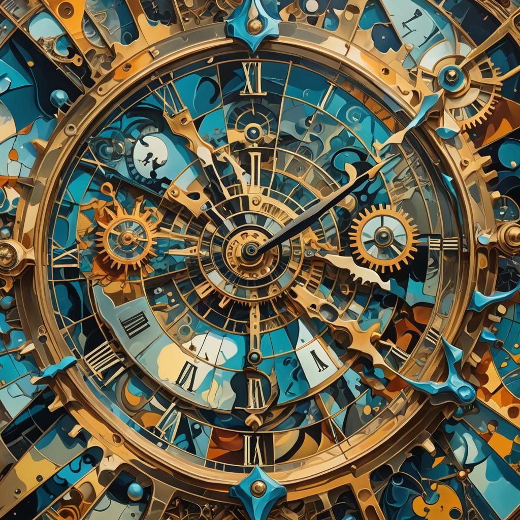 Surreal Kaleidoscope: Melting Clocks in Abstract Expressioni...