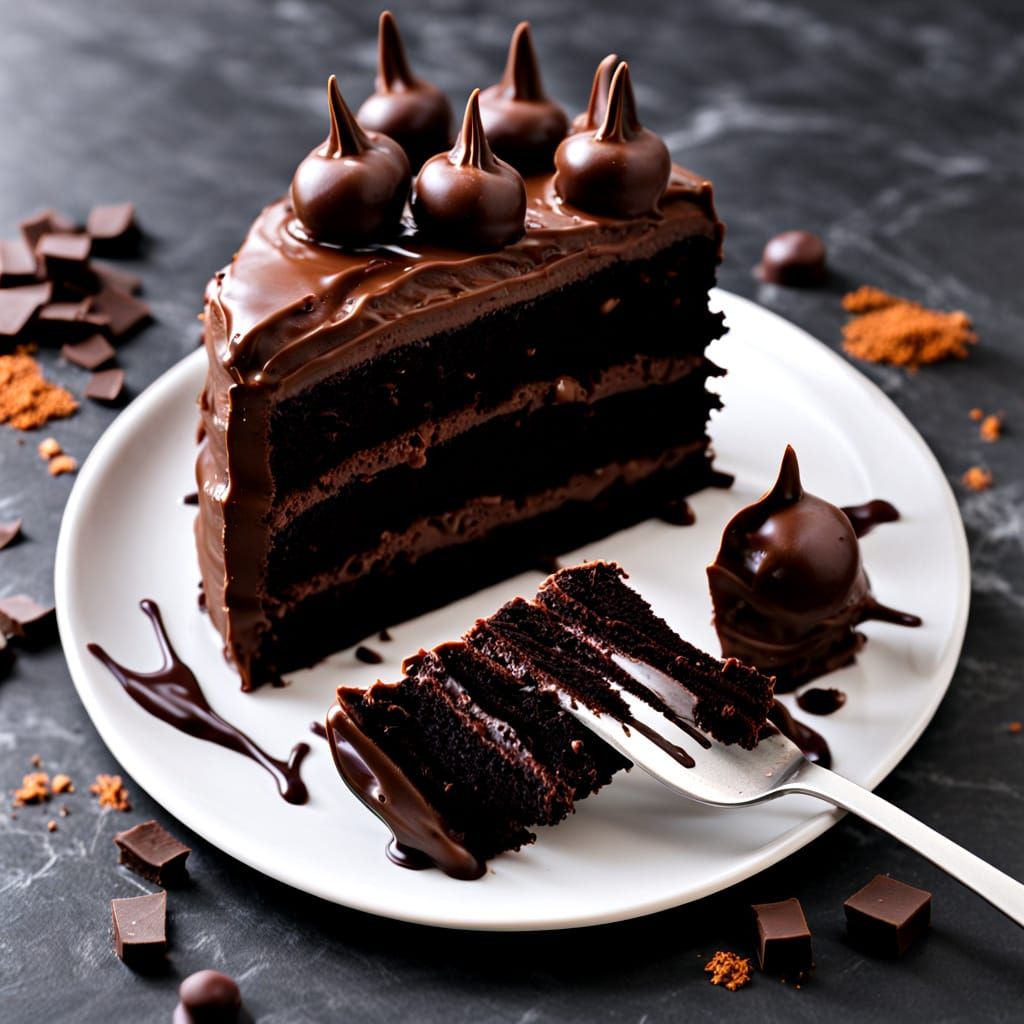 Delicious Dark Chocolate Devil's Food Cake Slice