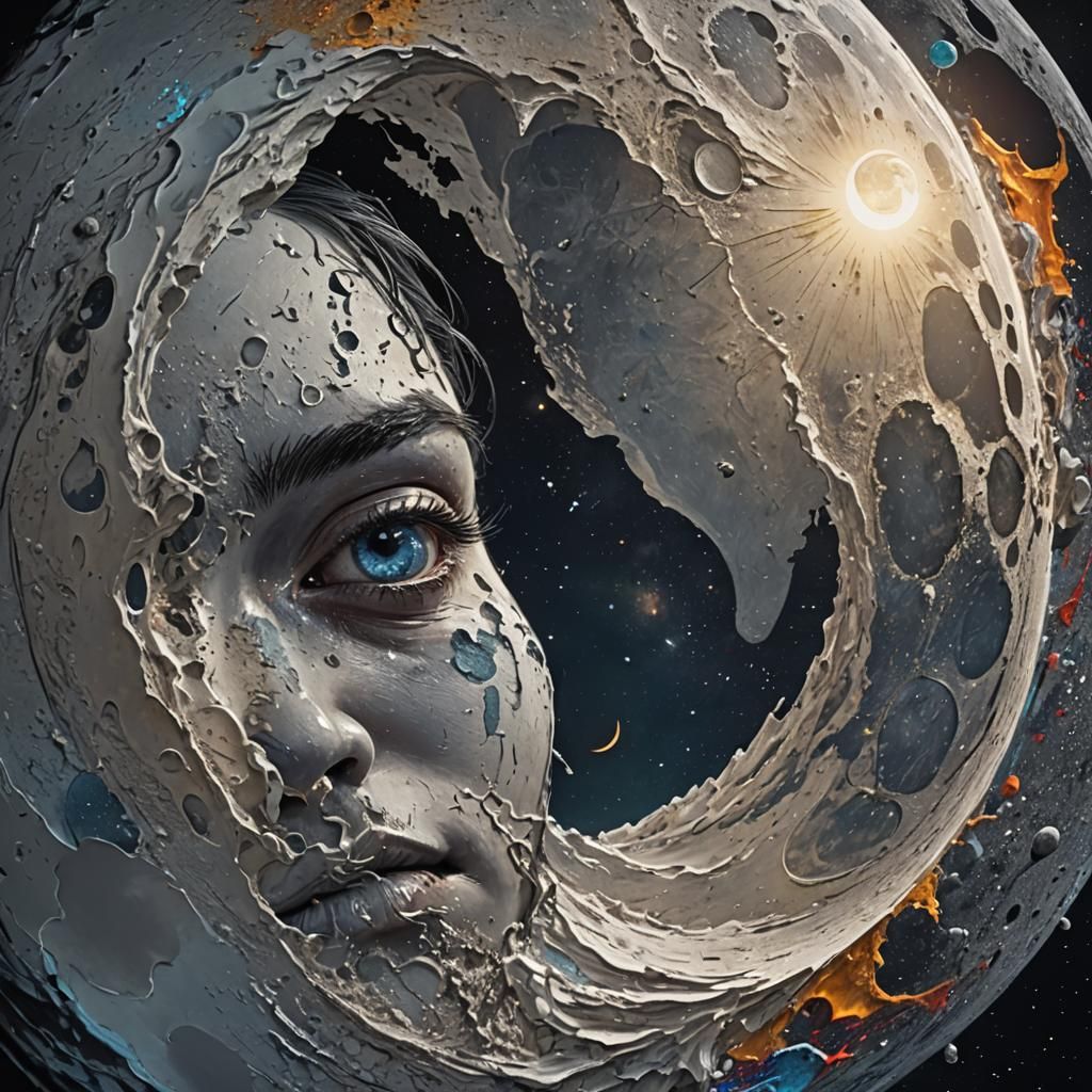 Hyperrealistic Moon: A Detailed Splash Art Concept