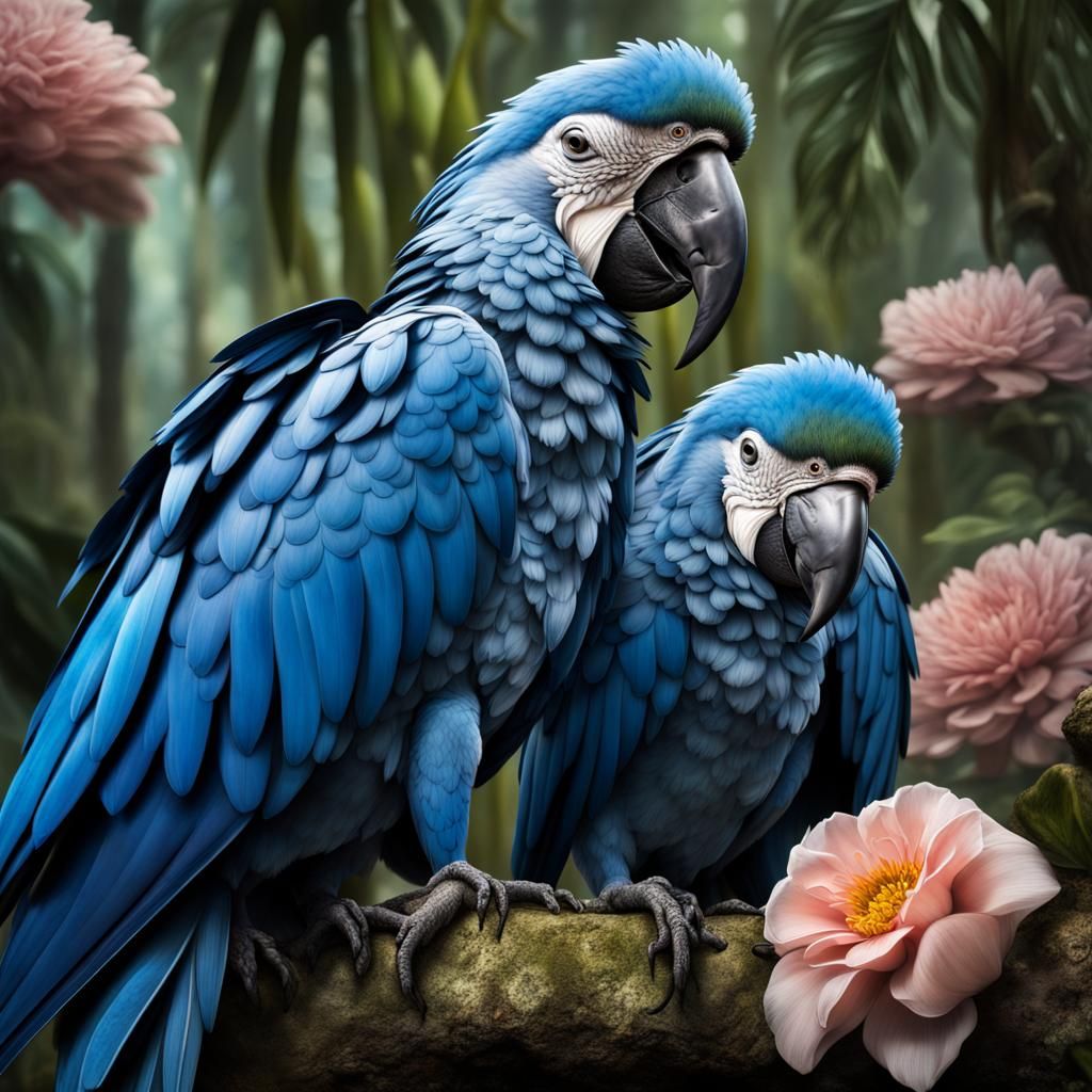 Vibrant Spix Macaw in Lush Jungle Setting