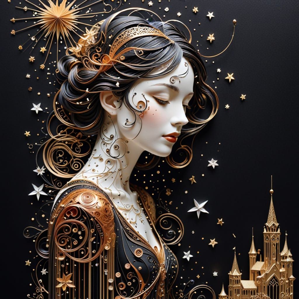 City scape, Kay Nielsen and Aubrey Beardsley