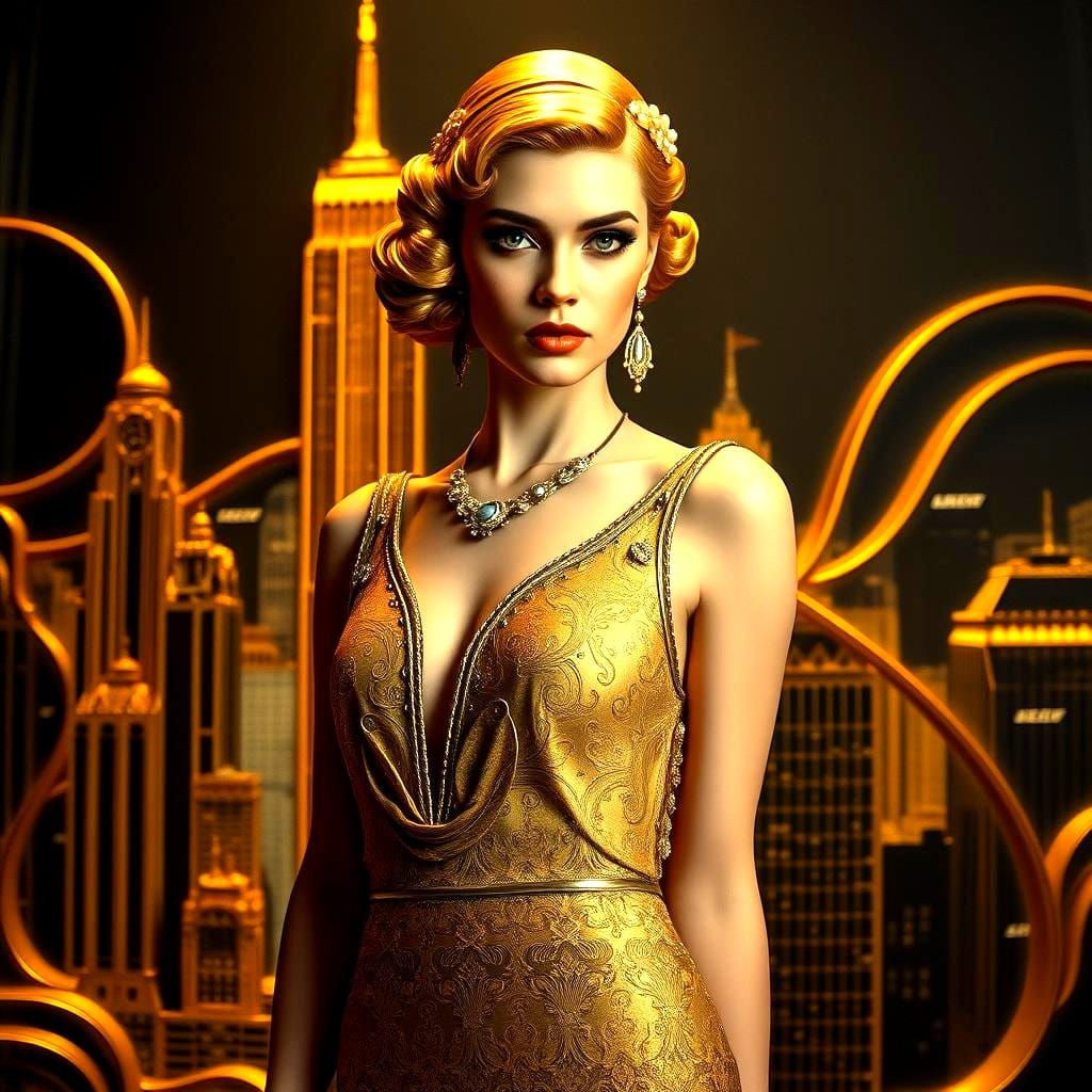 Art Deco Gold Sculpture of a Woman