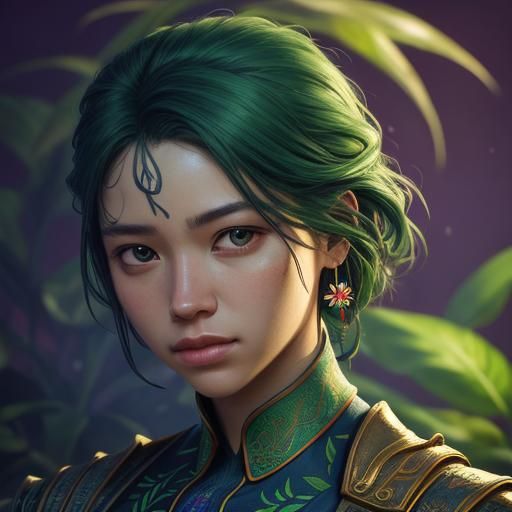 Hyperrealistic Plant in Colorful, Detailed Interior