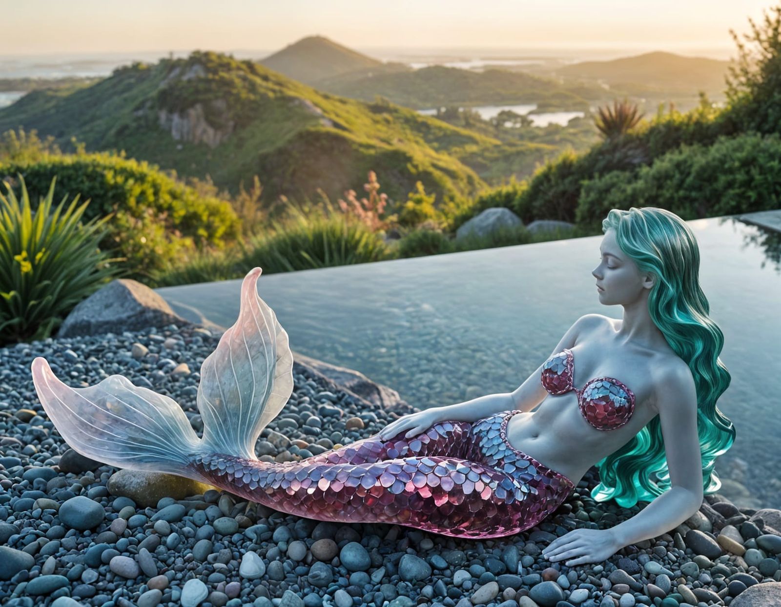 Epoxy Resin Mermaid Sculpture by Infinity Pool