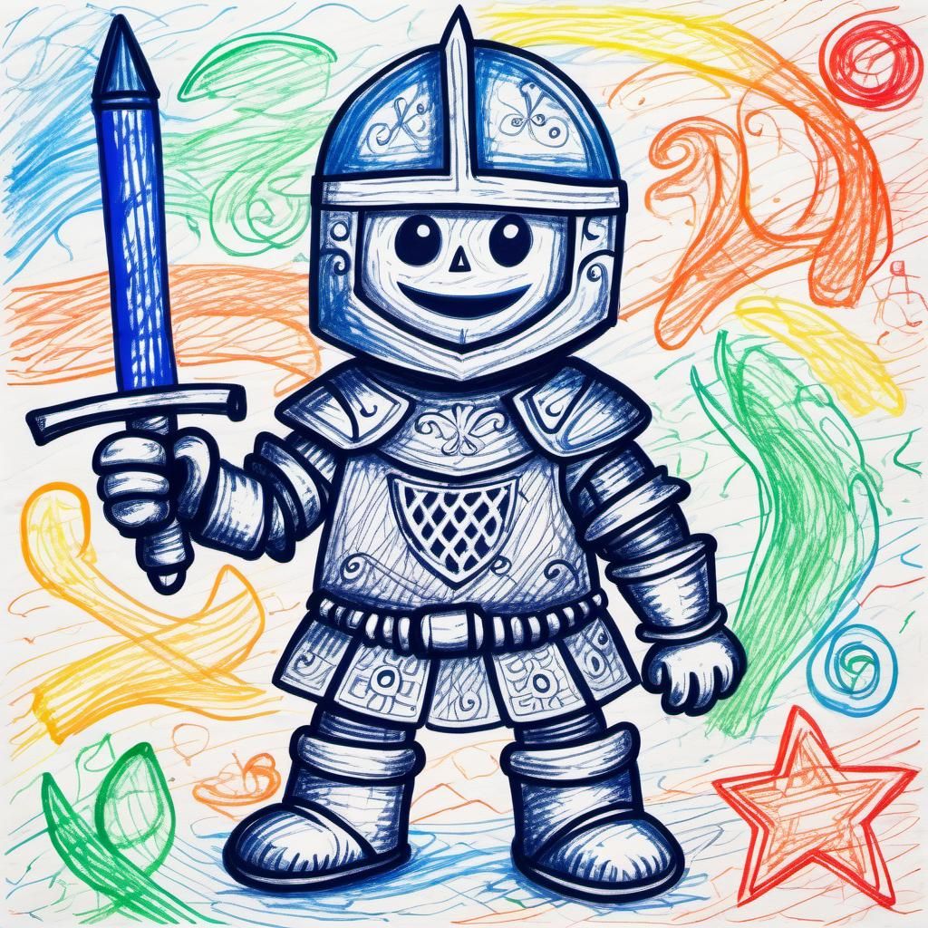 Childlike Crayon Knight: Zany and Colorful