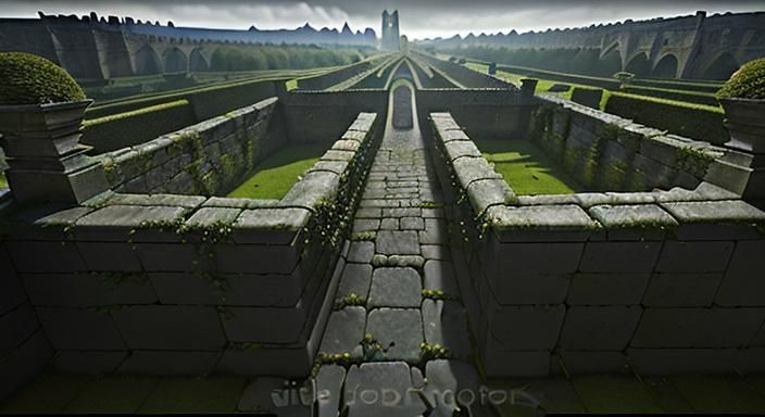Oppressive Medieval Stone Maze with Ivy