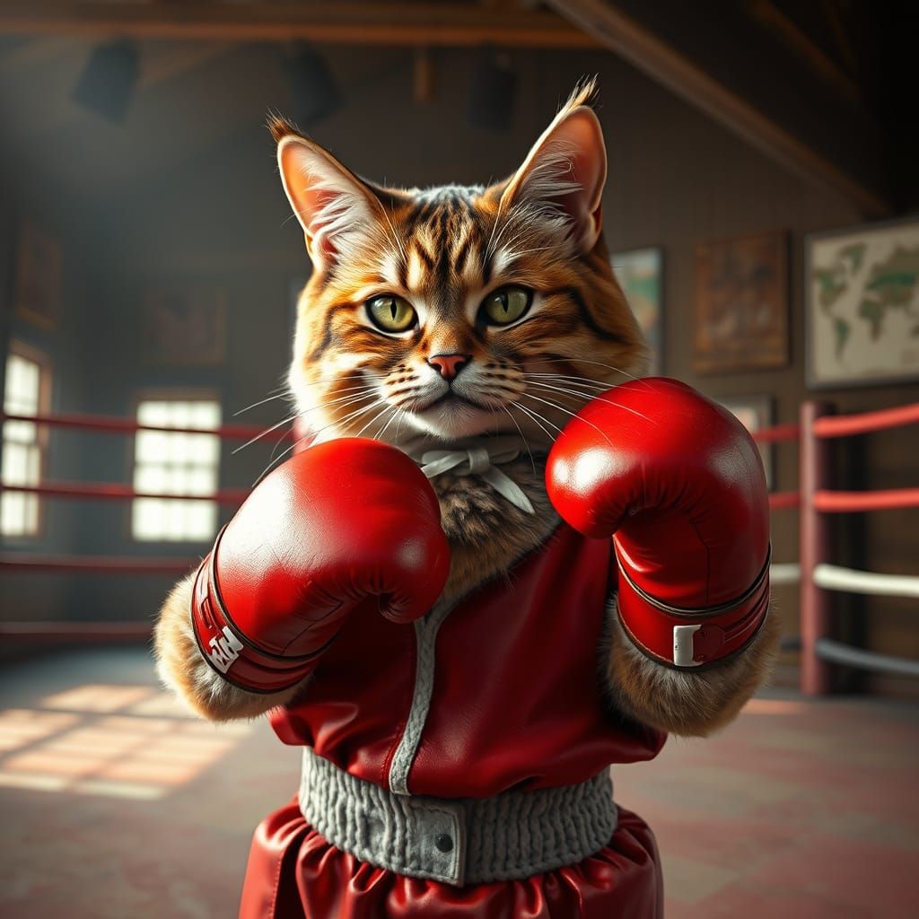 Persian Cat Boxer Ready to Rumble