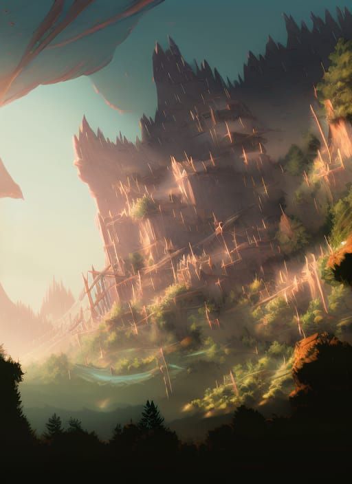 Atlas Braces Multicolored Sky: Photorealistic Fantasy