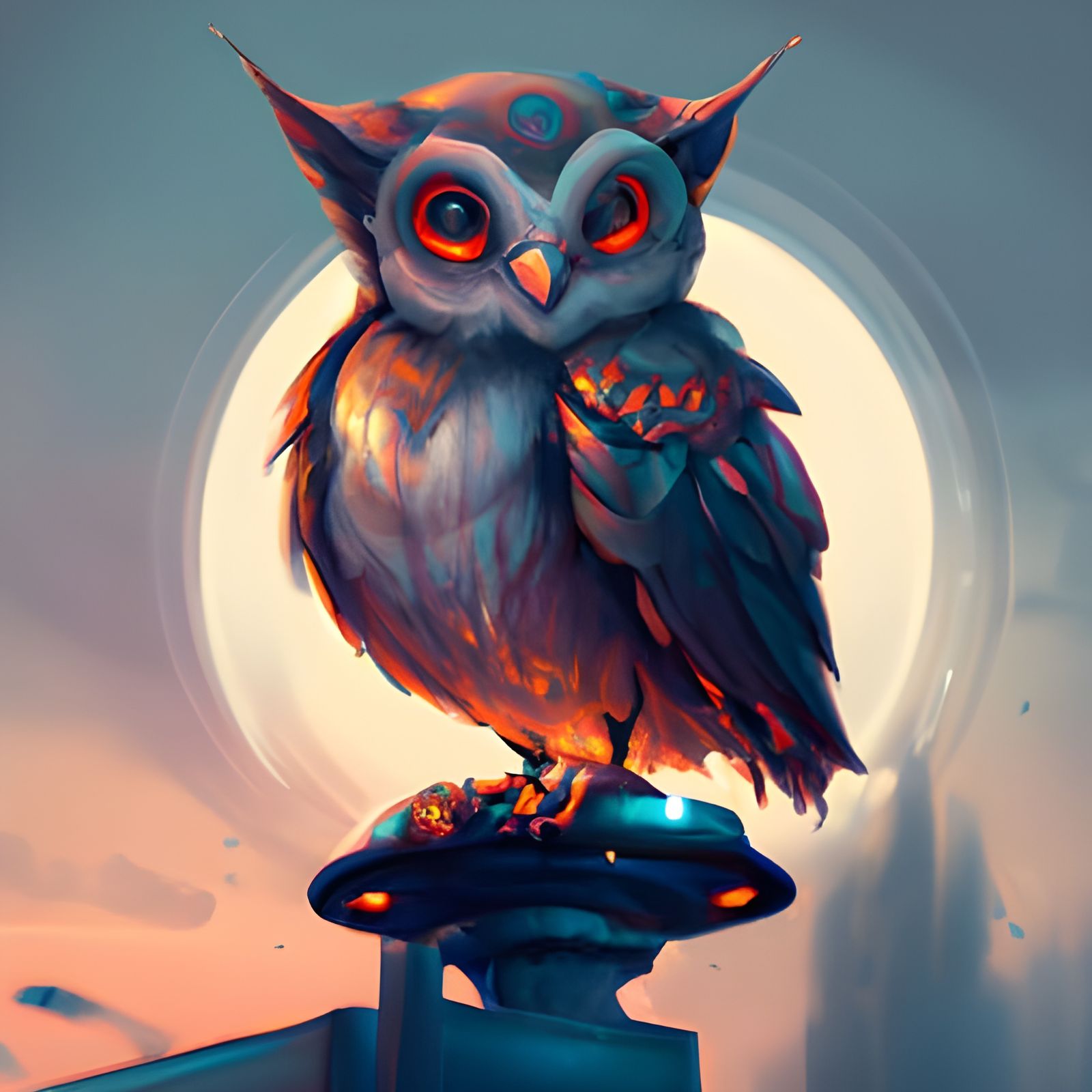 Victorian Electrified Owl Overlooking the World