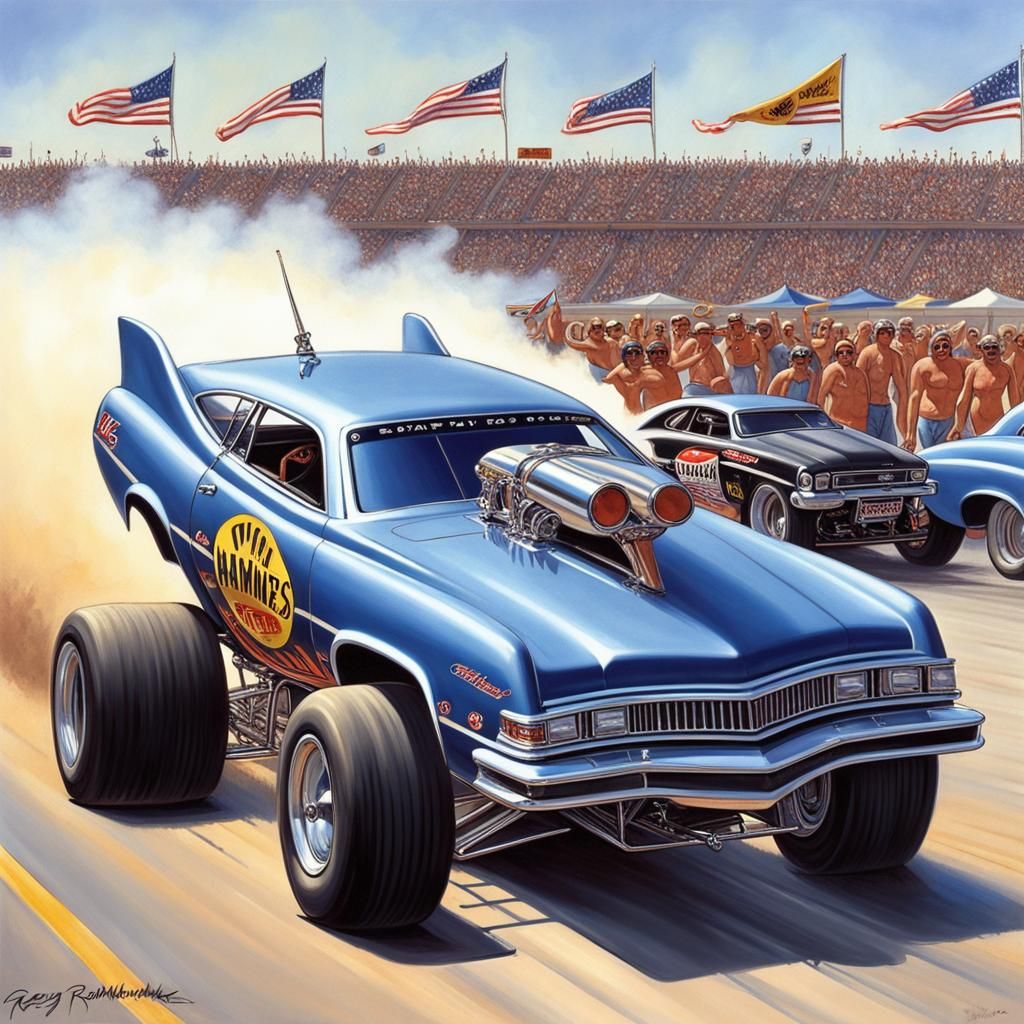 Sinister Drag Racing Funny Car with Beach Babes