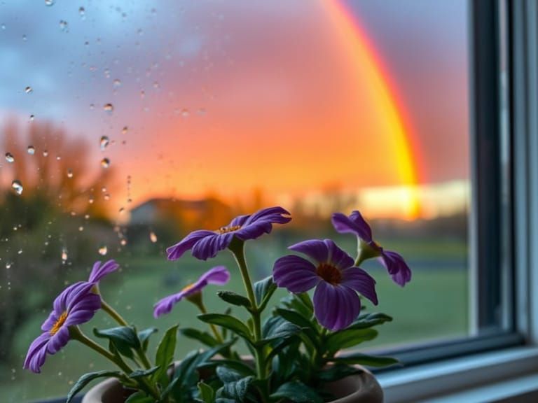 Rainbow Reflections in Spring Blooms