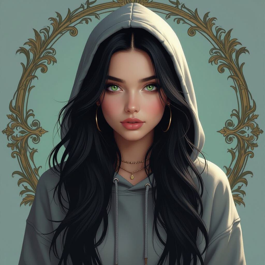 Hyperdetailed Portrait of a Girl in Art Nouveau Style