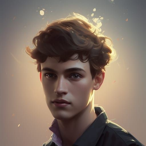 Hyperdetailed Portrait of Young Man in Art Nouveau Style