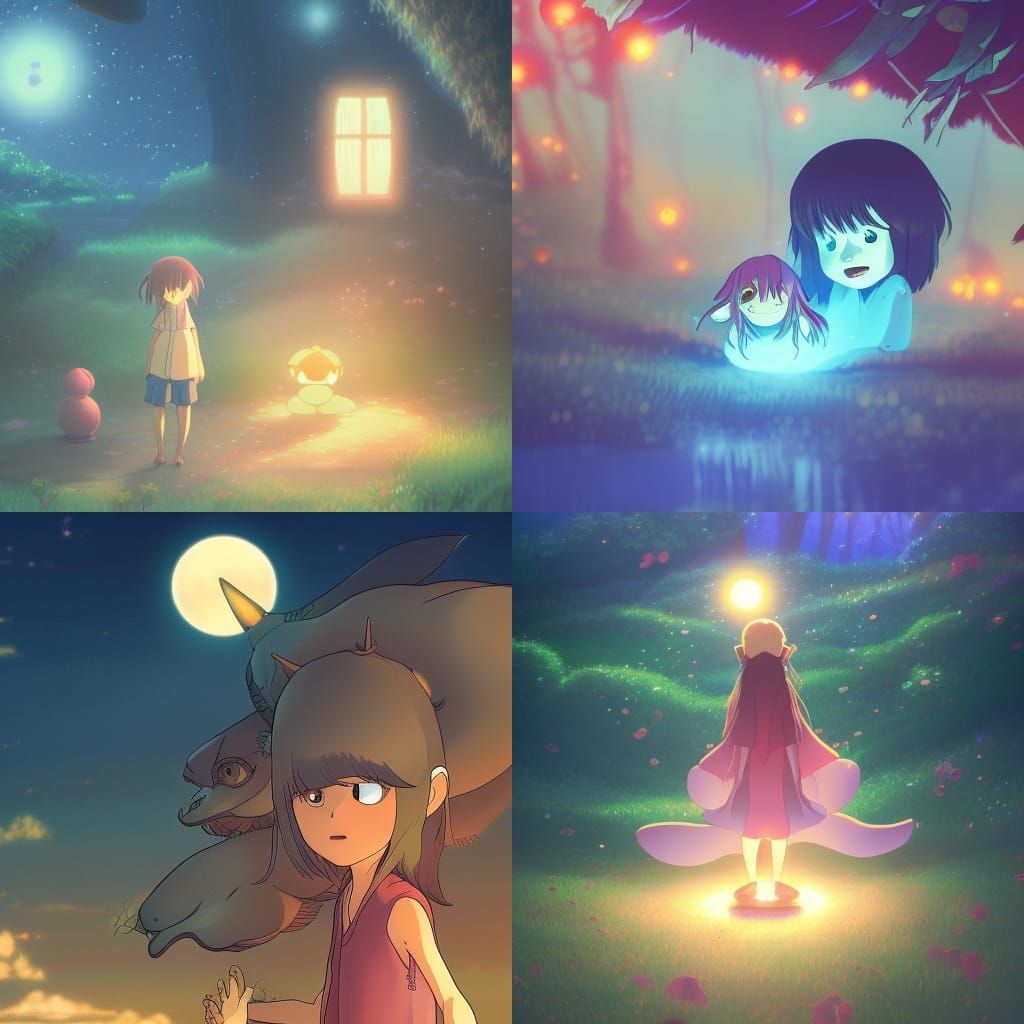 Magic Mushroom Fairy in Studio Ghibli Anime Style