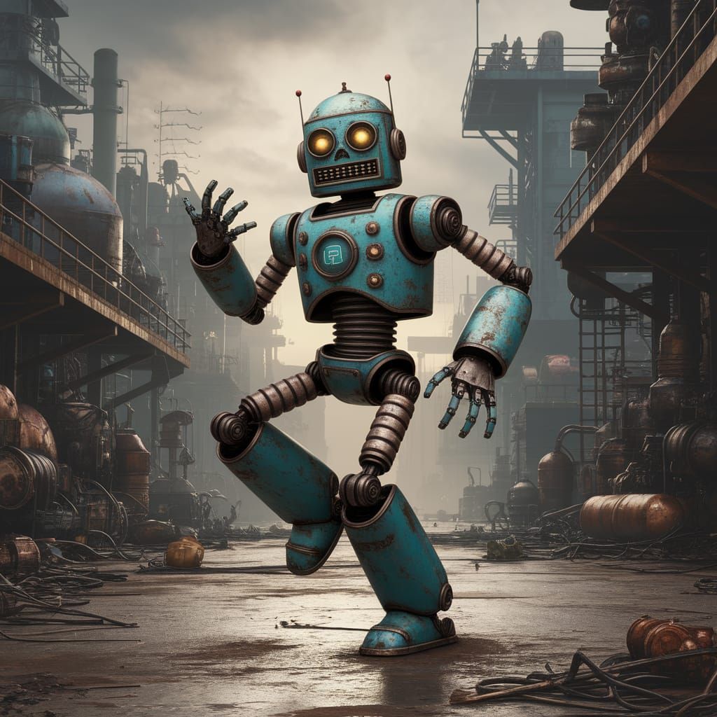 Dancing Robot in Industrial Wasteland