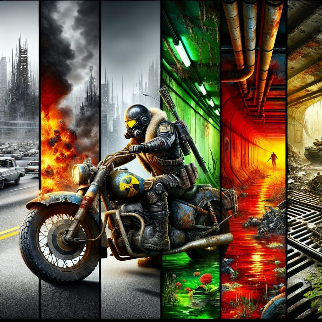 Post-Apocalyptic Road Warrior on Motorcycle