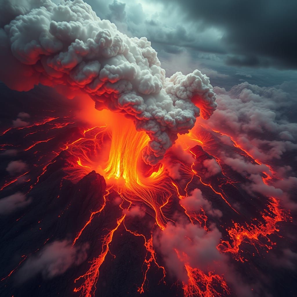 Volcanic Eruption: Futuristic Surreal Landscape