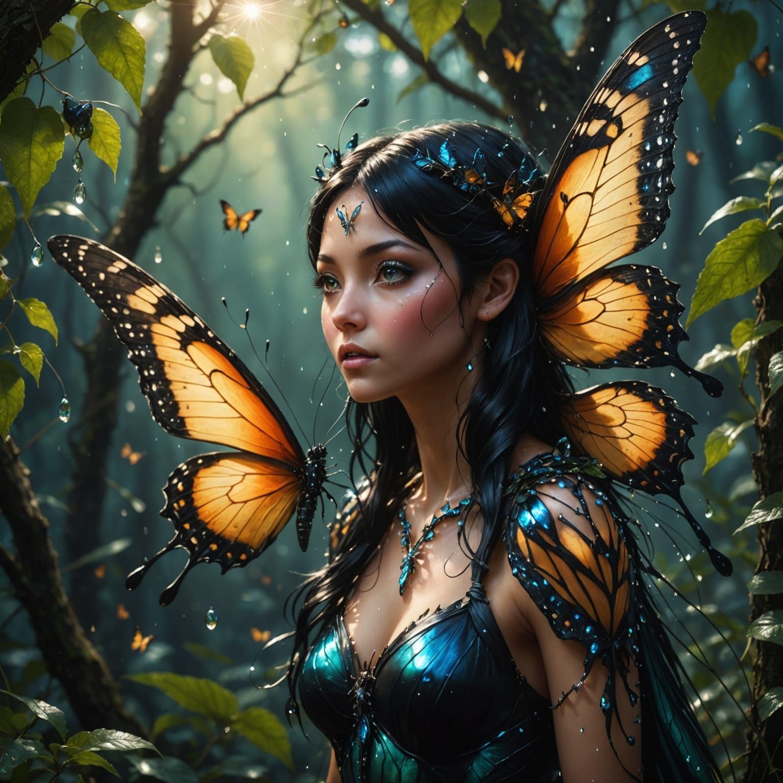 Butterfly Fairy Emerging from Chrysalis in Cinematic Light