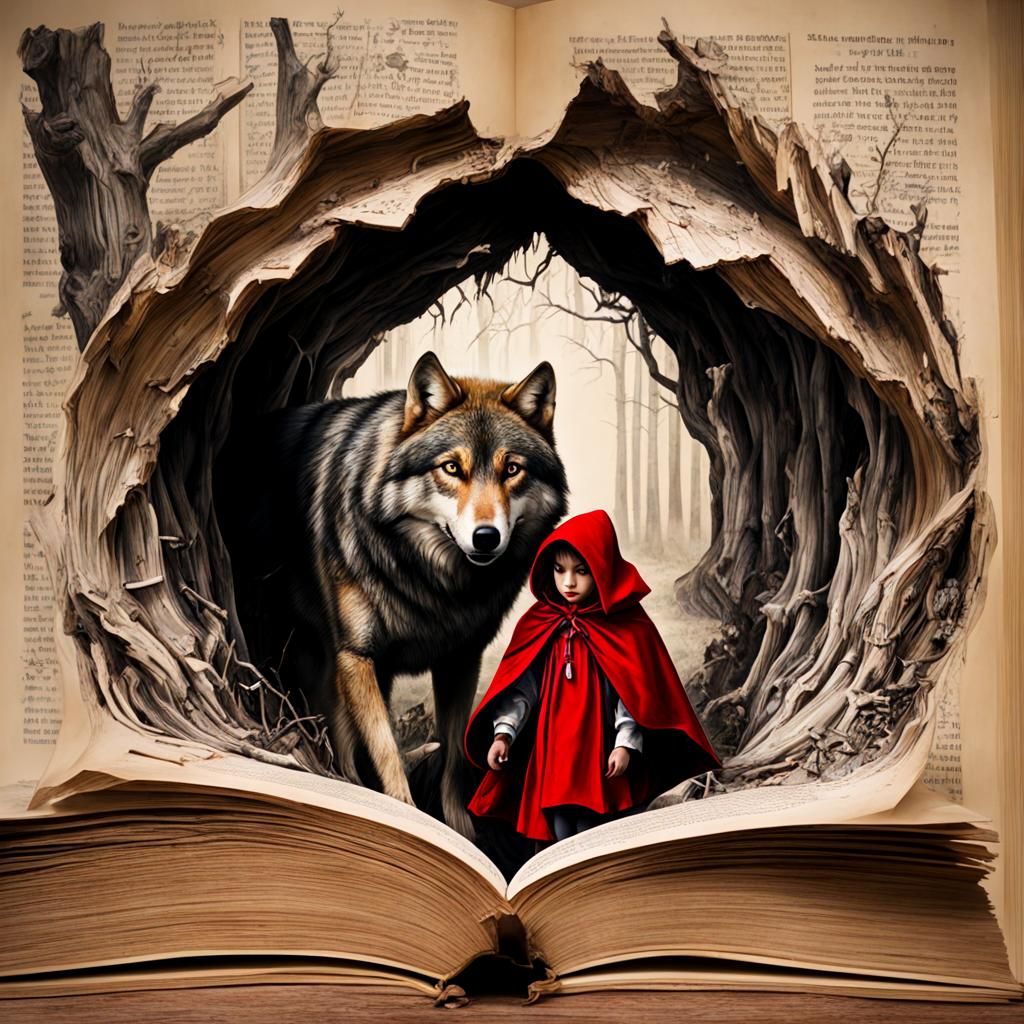 Story Book of  Red Riding Hood and the wolf