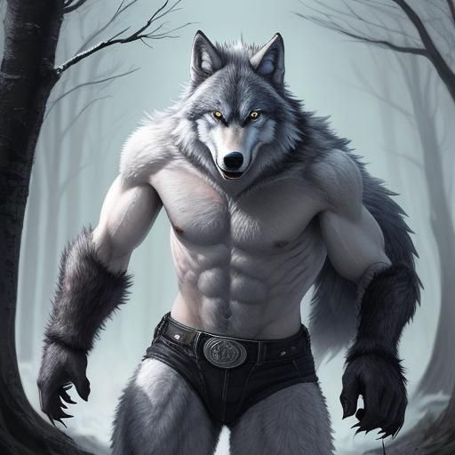 AI Generated Wolf Man Image