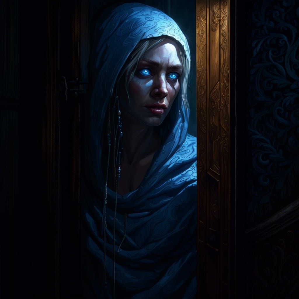 Sickly Woman in Shadows: Dark Fantasy Concept Art