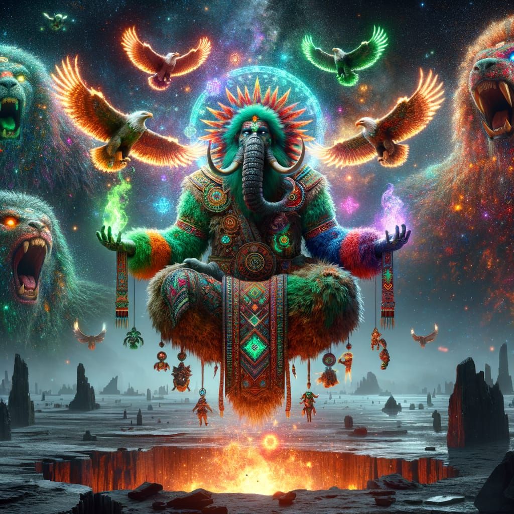 Warlord God Meditating Above Chimera Pit