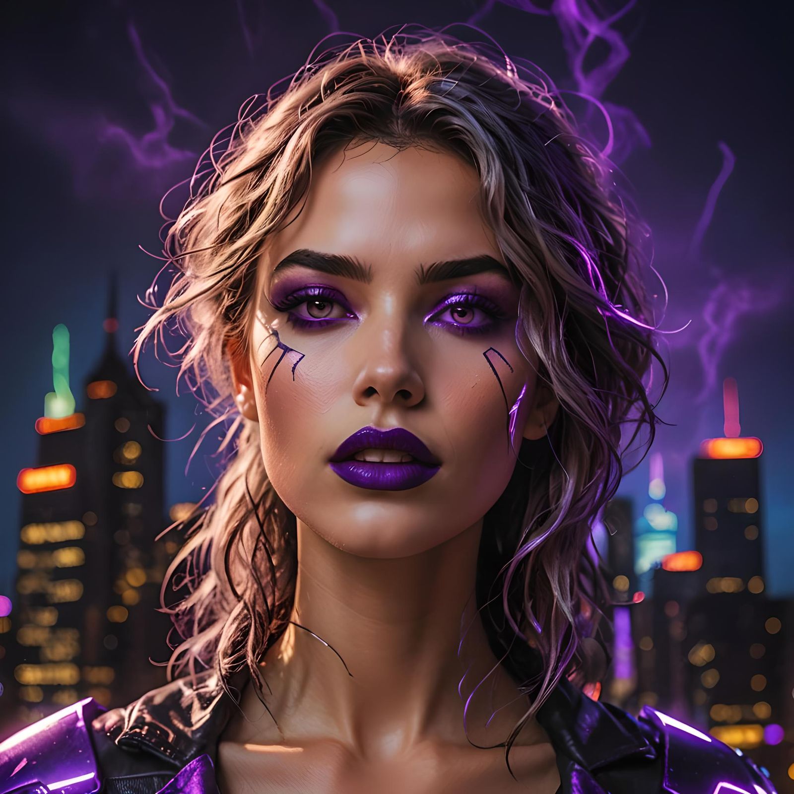 Superhero Woman in Gotham, Comic Book Style