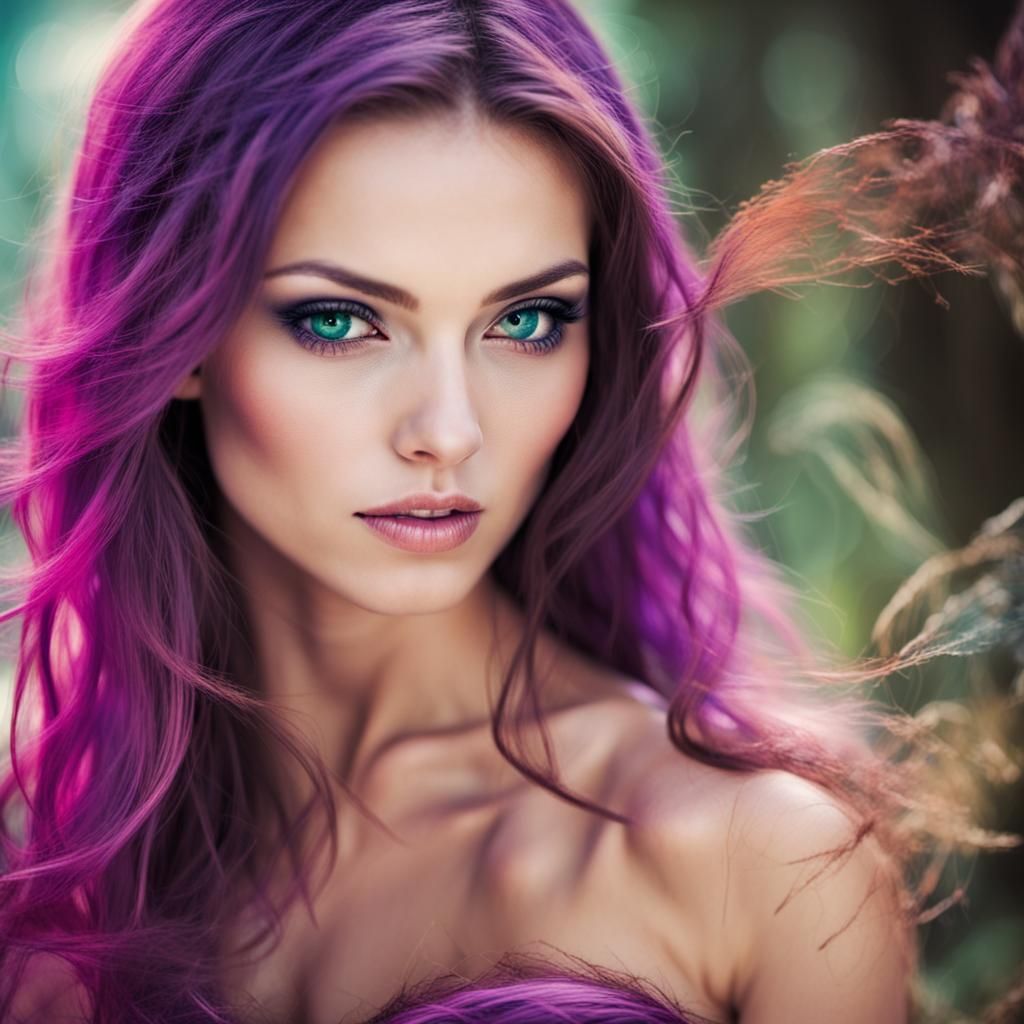 Surreal Woman's Portrait: Fantasy Colors and Deception