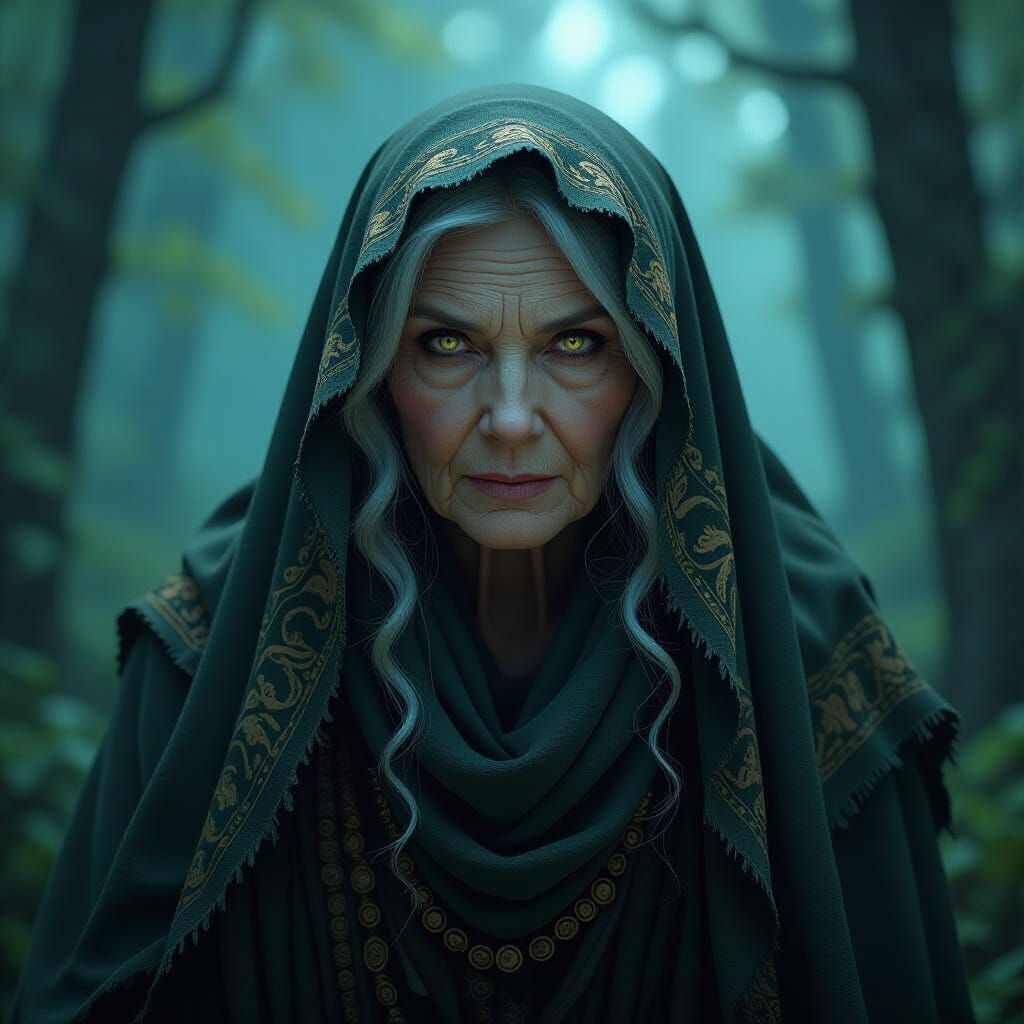 Mystical Forest Hag Portrait in Dark Fantasy Style