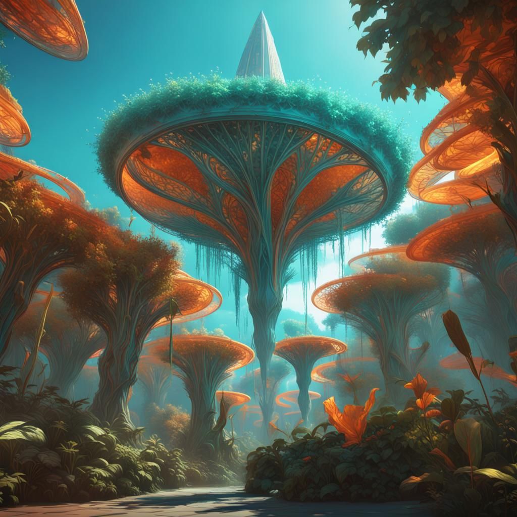 Magical Flying Alien Plants in 8K Resolution