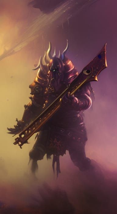 Noise Marine with Guitar: Dark Fantasy Concept Art