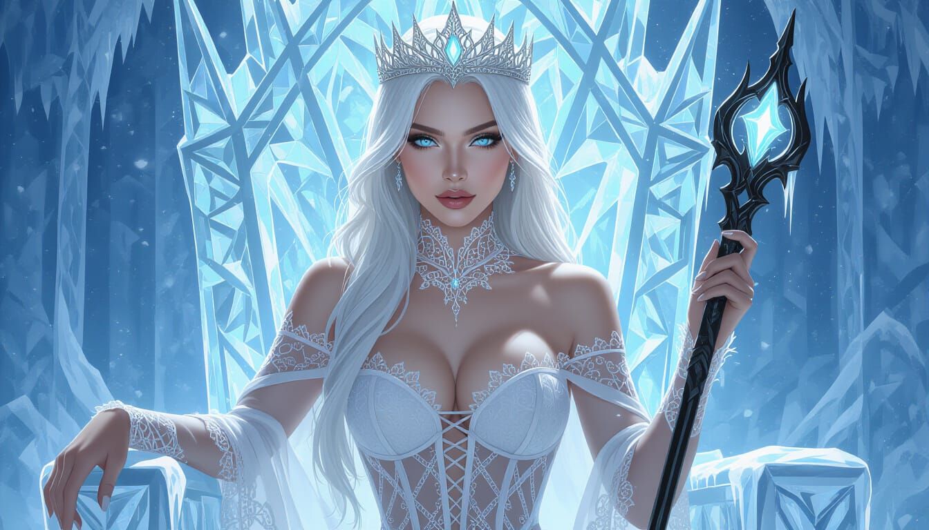 Ice Queen Portrait in Dramatic Digital Painting Style