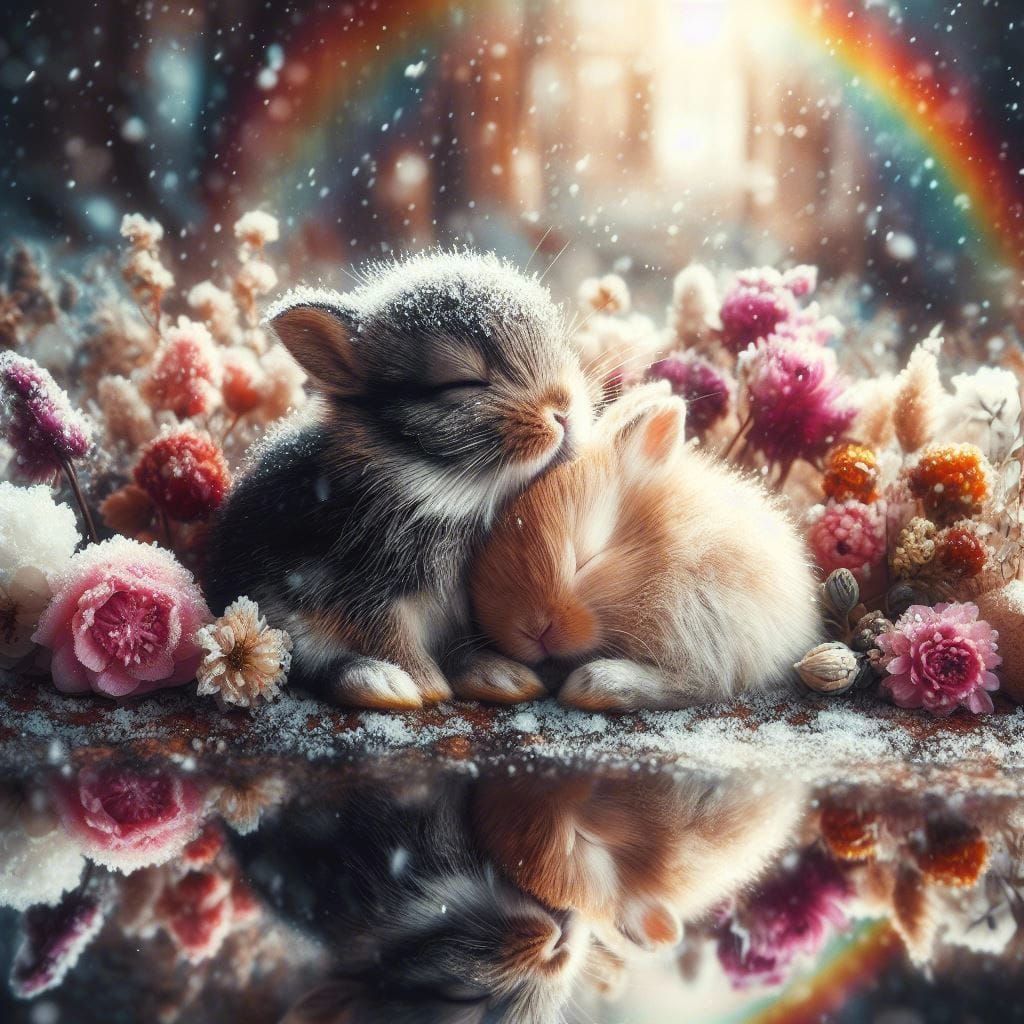 Cute Bunnies in the Snow