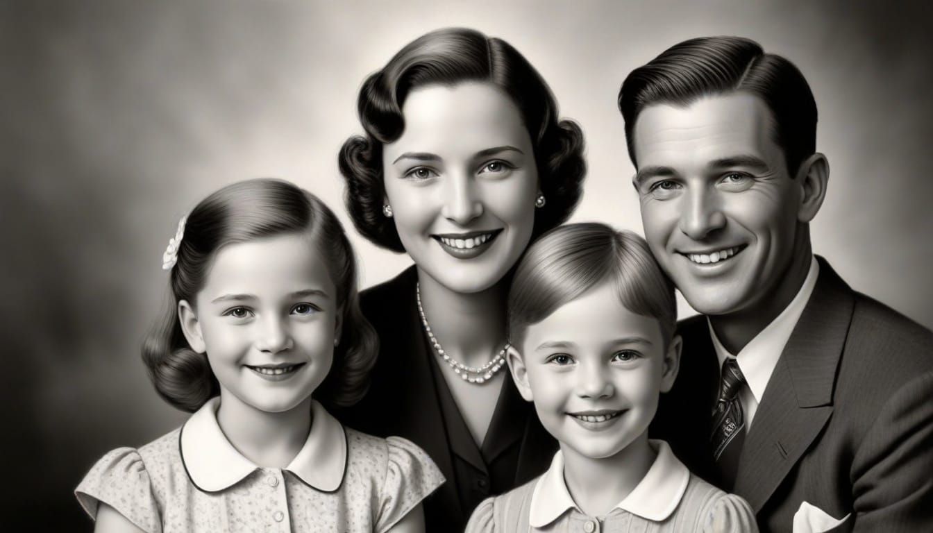 Vintage Family Portrait in Elegant 1930s Style