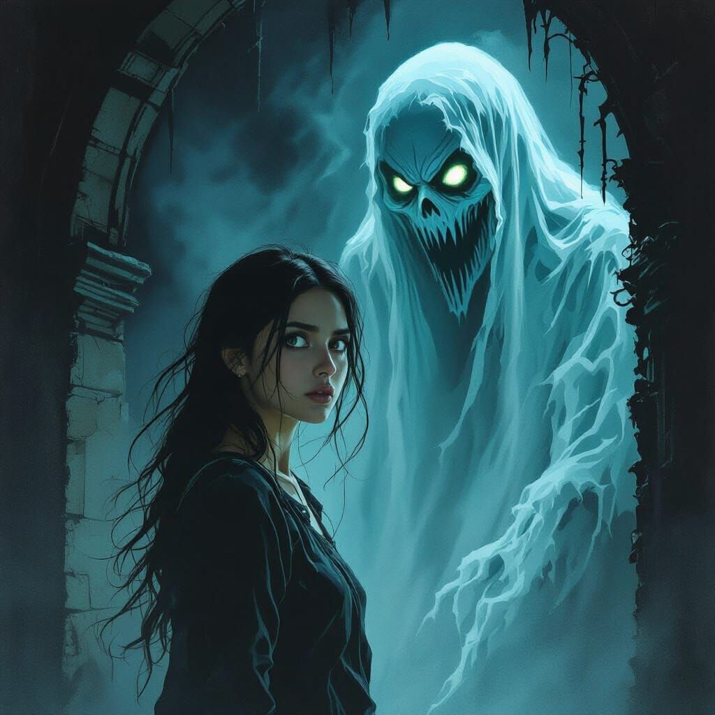 Nida Confronts Terrifying Ghost in Gothic Horror Style