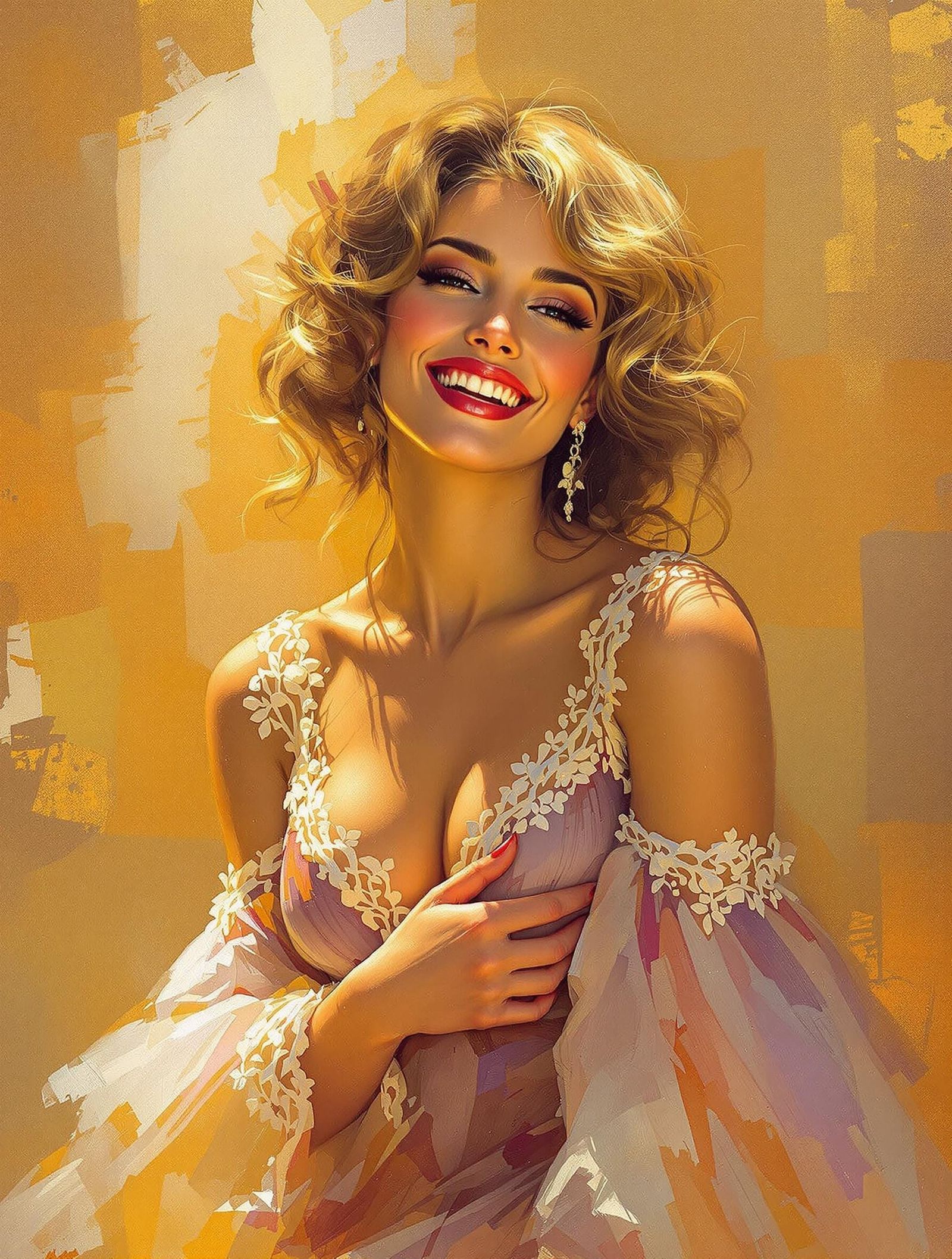 Elegant Oil Portrait of a Stunningly Beautiful Woman