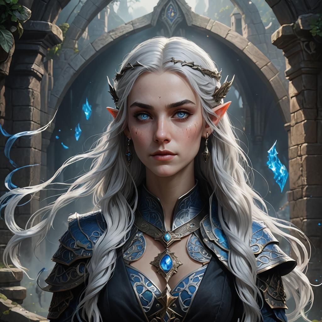 D&D Half-Elf Cleric Portrait in Detailed Digital Art