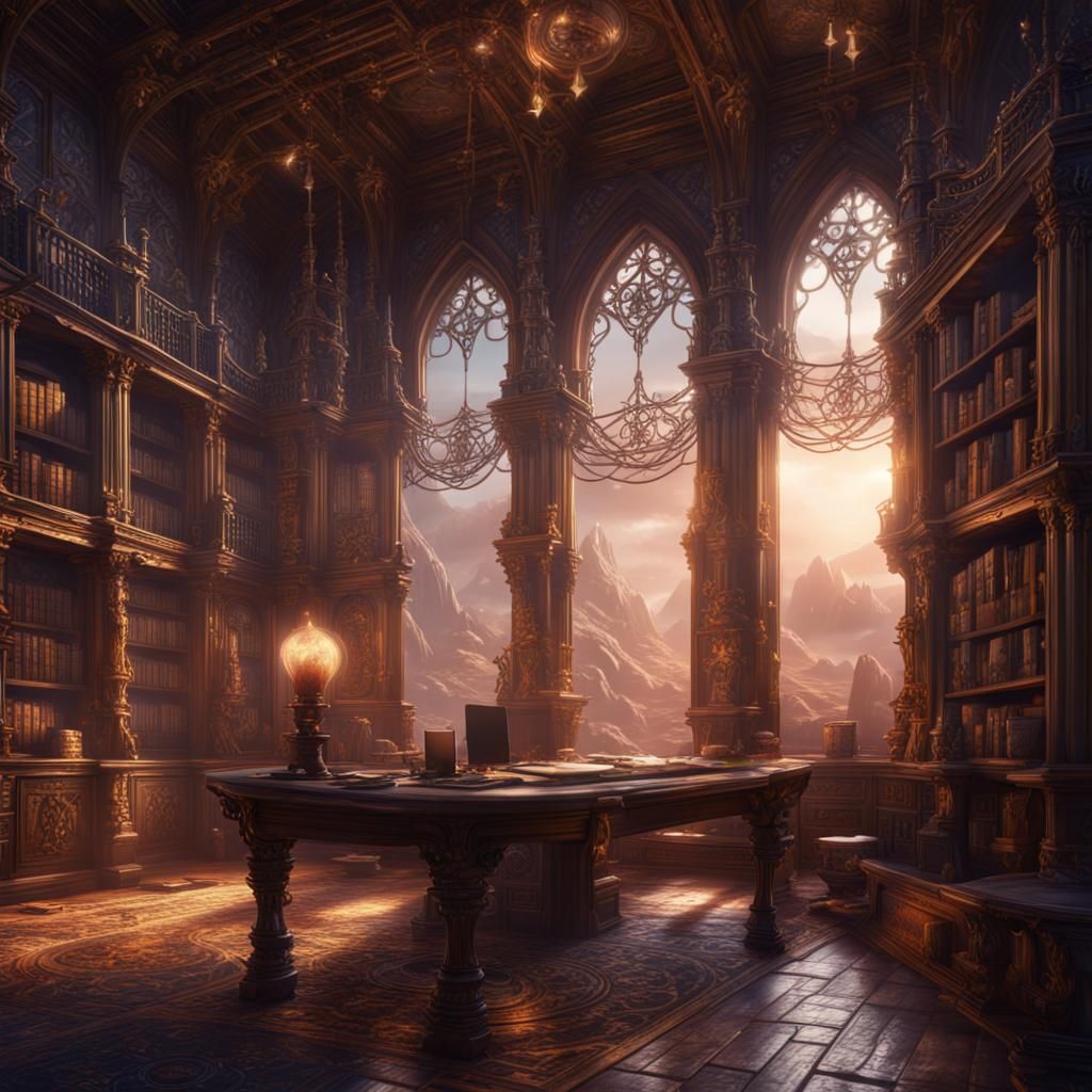 Akashic Records: Detailed Matte Painting in Deep Color