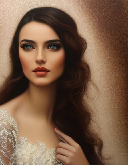 Beautiful Woman Portrait with Turquoise Eyes