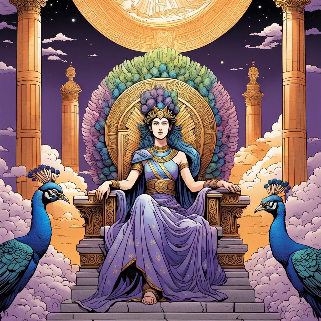 Hera, Greek Goddess, in Colorful Comic Art Style