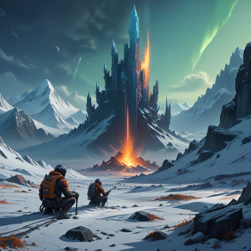 Gritty Arctic Military Outpost Under the Northern Lights