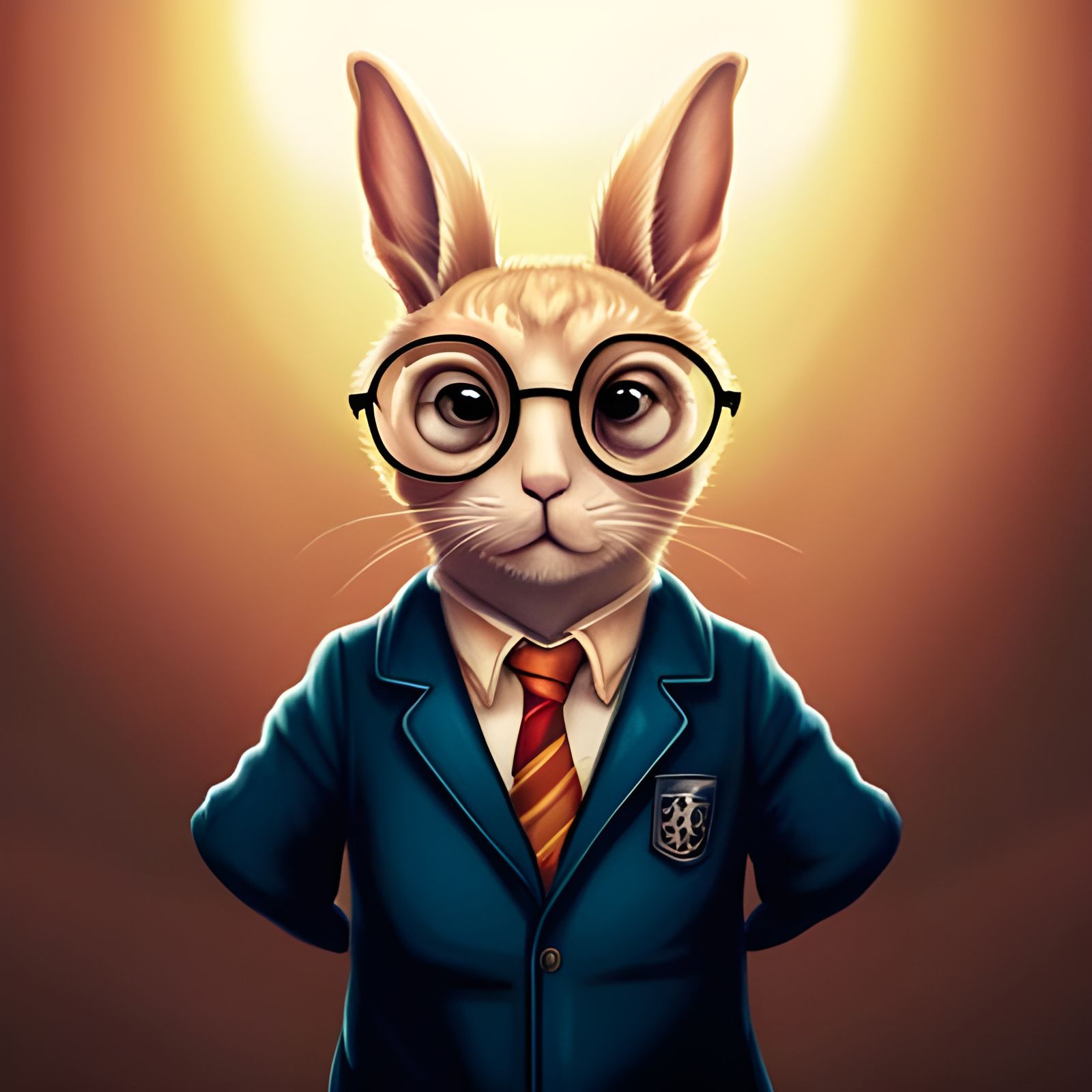 Adorable Rabbit as Harry Potter, Hyperrealistic Art