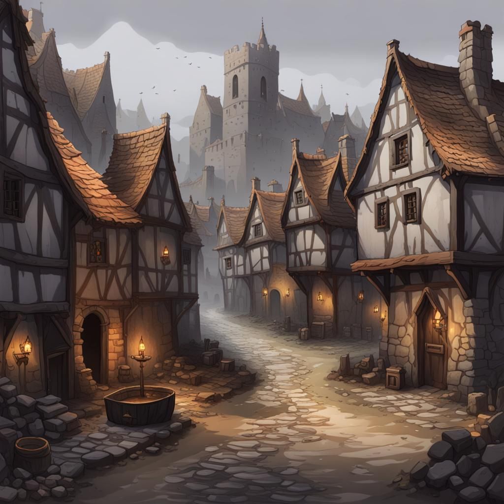 Grey Stone Medieval Township in D&D Style