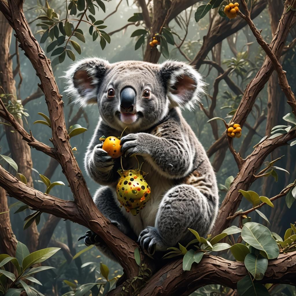 Koala Cannibalism: Detailed Matte Painting in Deep Color